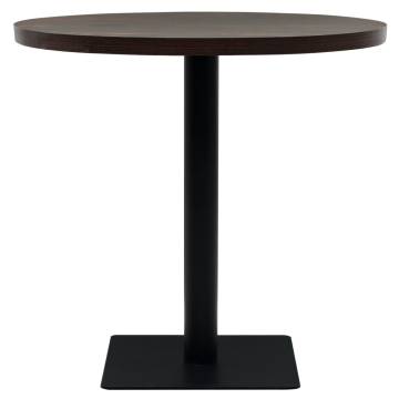 Bistro Table MDF and Steel Round 80x75 cm Dark Ash