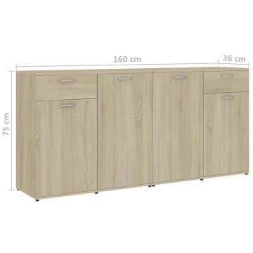 Sideboard Sonoma Oak 160x36x75 cm Engineered Wood