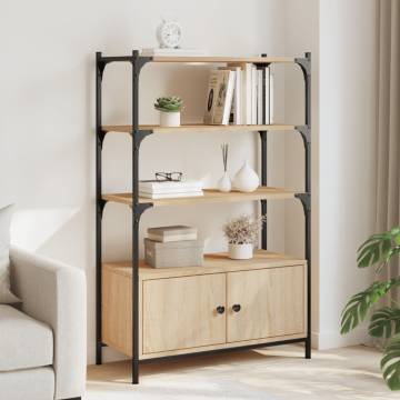 Bookcase 3-Tier Sonoma Oak 70x30x109.5 cm Engineered Wood