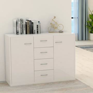 Sideboard High Gloss White 88x30x65 cm Engineered Wood