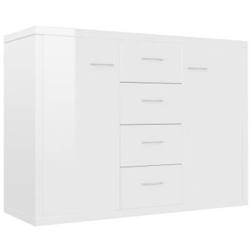 Sideboard High Gloss White 88x30x65 cm Engineered Wood