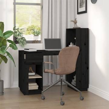 Desk Black 110x53x117 cm Solid Wood Pine