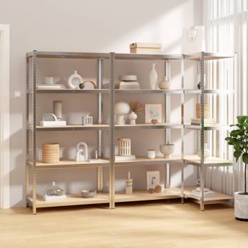 5-Layer Shelves 3 pcs Silver Steel&Engineered Wood