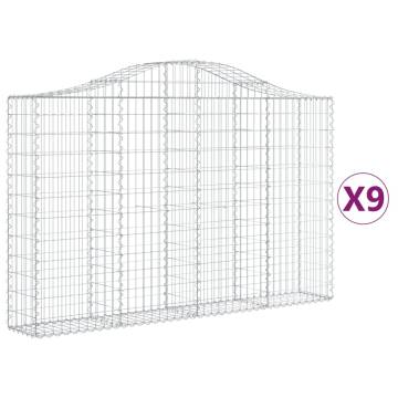 Arched Gabion Baskets 9 pcs 200x30x120140 cm Galvanised Iron