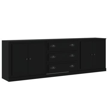 Sideboards 3 pcs Black Engineered Wood