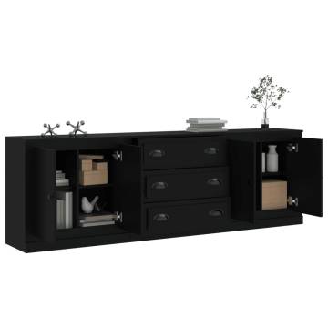 Sideboards 3 pcs Black Engineered Wood