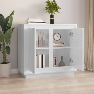 Sideboard High Gloss White 80x34x75 cm Engineered Wood