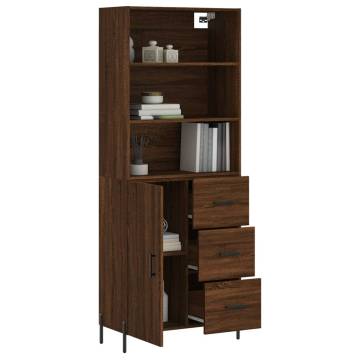 Highboard Brown Oak 69.5x34x180 cm Engineered Wood