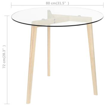 Dining Table Transparent 80 cm Tempered Glass