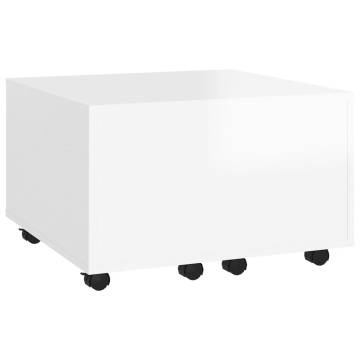 Coffee Table High Gloss White 60x60x38 cm Engineered Wood