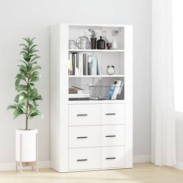 Highboard High Gloss White Engineered Wood