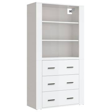 Highboard High Gloss White Engineered Wood