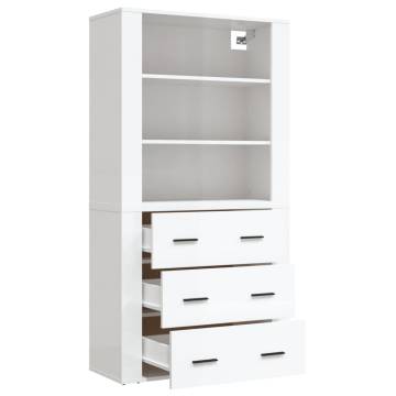 Highboard High Gloss White Engineered Wood