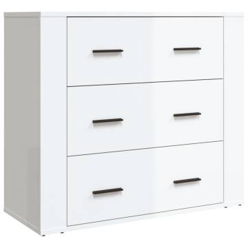 Highboard High Gloss White Engineered Wood