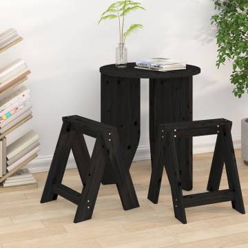 Stools 2 pcs Black 40x40x45 cm Solid Wood Pine