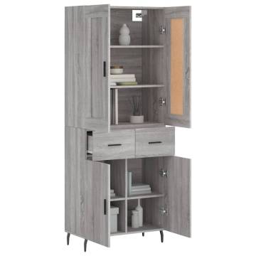 Highboard Grey Sonoma 69.5x34x180 cm Engineered Wood