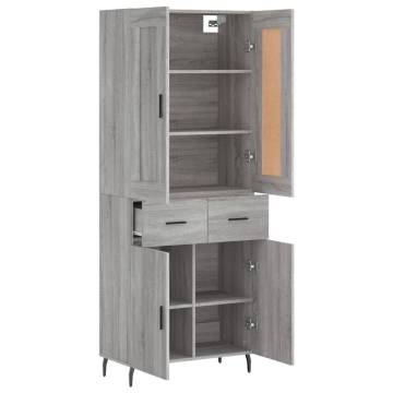 Highboard Grey Sonoma 69.5x34x180 cm Engineered Wood