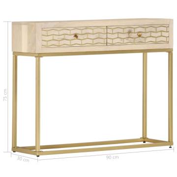 Console Table Gold 90x30x75 cm Solid Mango Wood