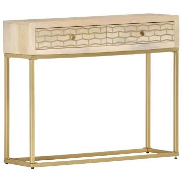 Console Table Gold 90x30x75 cm Solid Mango Wood