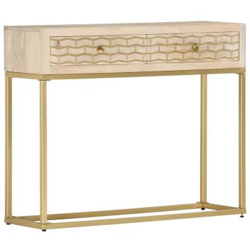 Console Table Gold 90x30x75 cm Solid Mango Wood