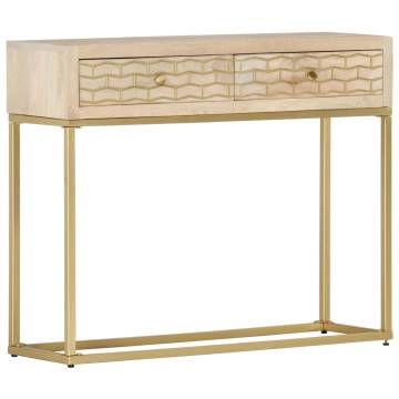 Console Table Gold 90x30x75 cm Solid Mango Wood