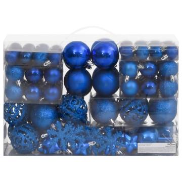 111 Piece Christmas Bauble Set Blue Polystyrene