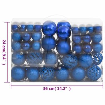 111 Piece Christmas Bauble Set Blue Polystyrene