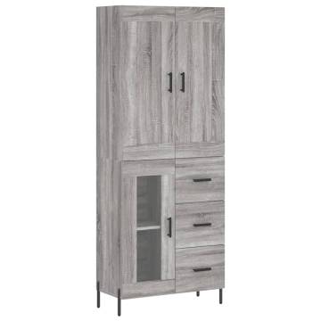 Highboard Grey Sonoma 69.5x34x180 cm Engineered Wood