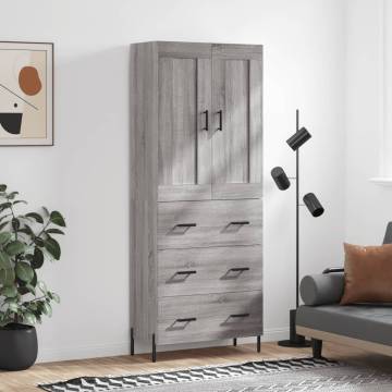 Highboard Grey Sonoma 69.5x34x180 cm Engineered Wood