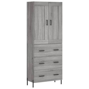 Highboard Grey Sonoma 69.5x34x180 cm Engineered Wood