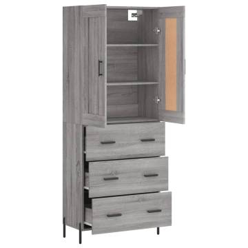 Highboard Grey Sonoma 69.5x34x180 cm Engineered Wood