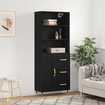 Highboard Black 69.5x34x180 cm Engineered Wood