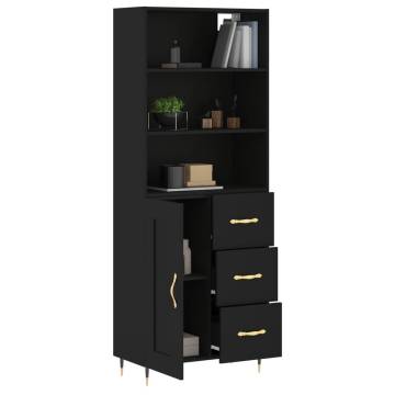 Highboard Black 69.5x34x180 cm Engineered Wood