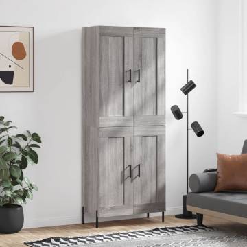 Highboard Grey Sonoma 69.5x34x180 cm Engineered Wood