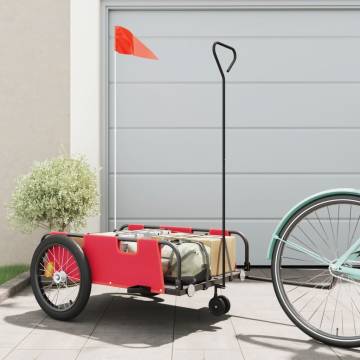 Bike Trailer Red and Black Oxford Fabric and Iron