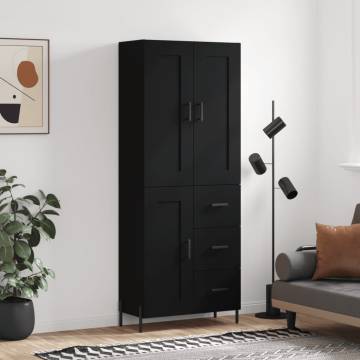 Highboard Black 69.5x34x180 cm Engineered Wood