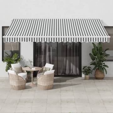 Manual Retractable Awning with LED Anthracite&White 450x350 cm