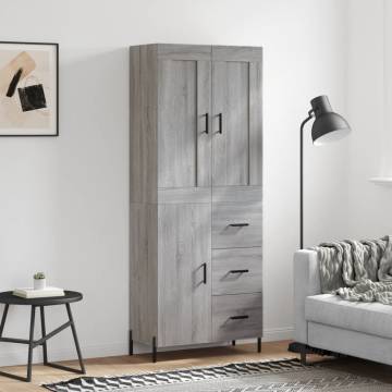 Highboard Grey Sonoma 69.5x34x180 cm Engineered Wood