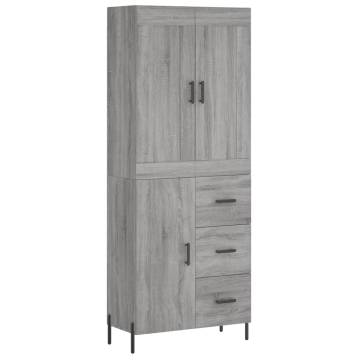 Highboard Grey Sonoma 69.5x34x180 cm Engineered Wood