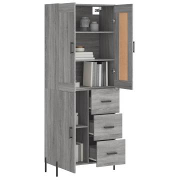 Highboard Grey Sonoma 69.5x34x180 cm Engineered Wood