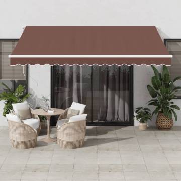 Manual Retractable Awning with LED Brown 400x350 cm