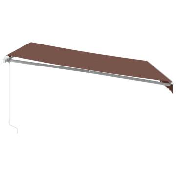 Manual Retractable Awning with LED Brown 400x350 cm