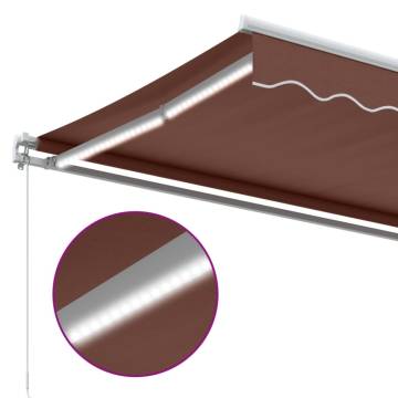 Manual Retractable Awning with LED Brown 400x350 cm