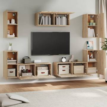 7 Piece TV Cabinet Set Sonoma Oak Engineered Wood