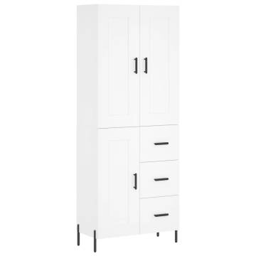 Highboard White 69.5x34x180 cm Engineered Wood