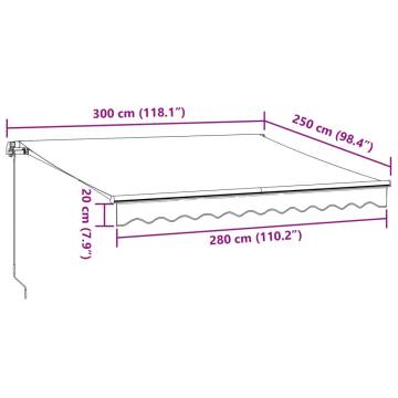 Manual Retractable Awning with LED Anthracite&White 300x250 cm