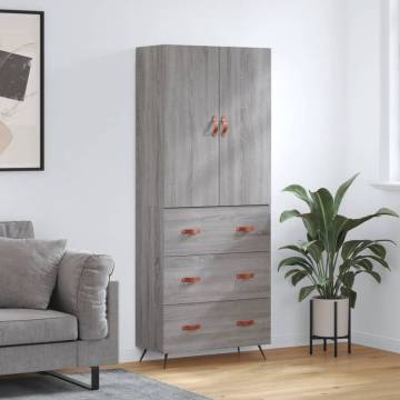 Highboard Grey Sonoma 69.5x34x180 cm Engineered Wood