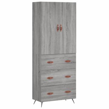 Highboard Grey Sonoma 69.5x34x180 cm Engineered Wood