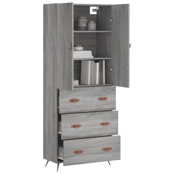 Highboard Grey Sonoma 69.5x34x180 cm Engineered Wood