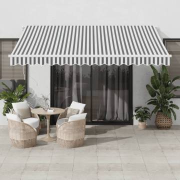 Manual Retractable Awning with LED Anthracite&White 400x350 cm